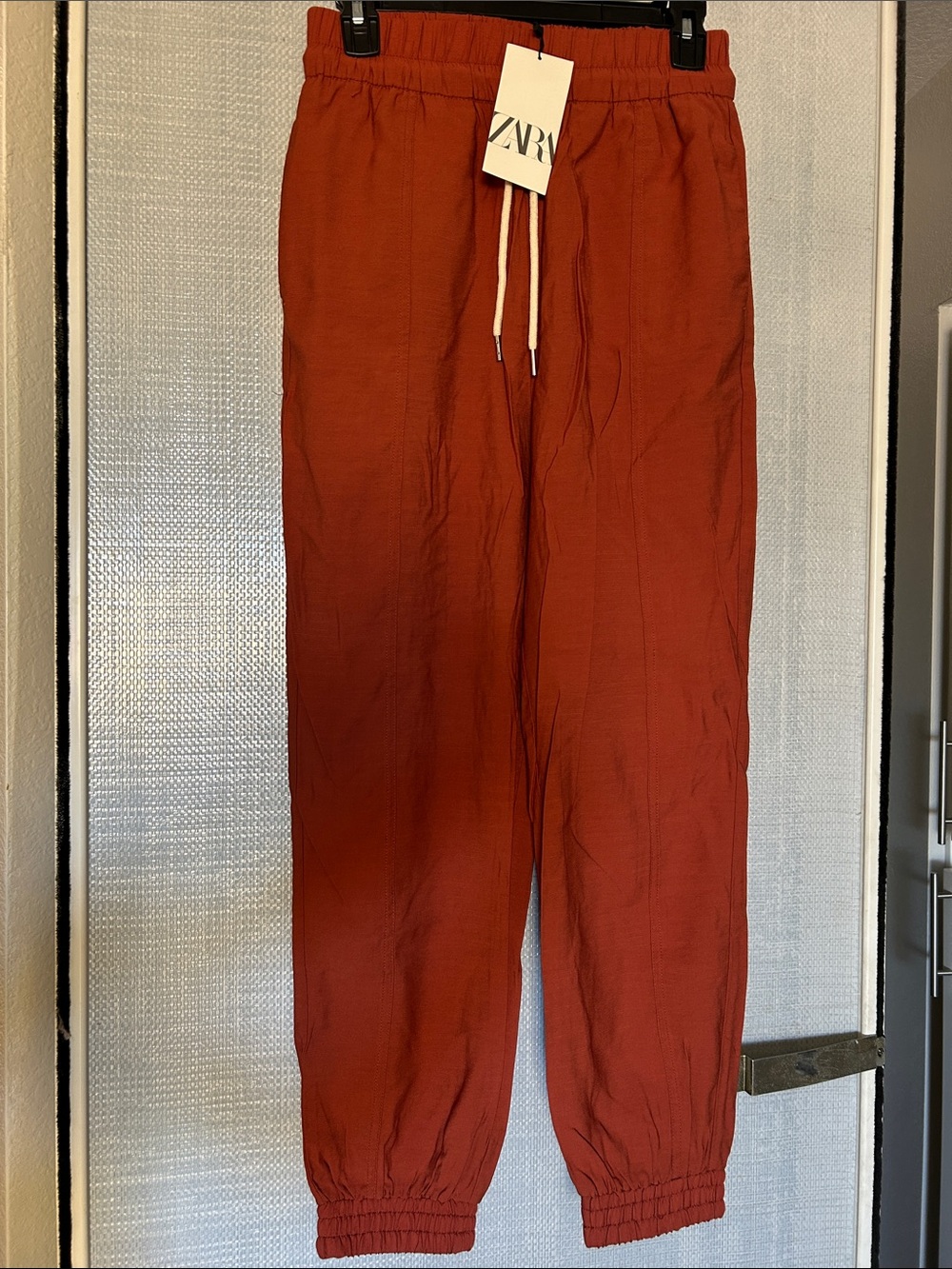 Zara Rust-Red Drawstring Women's Jogger Pants